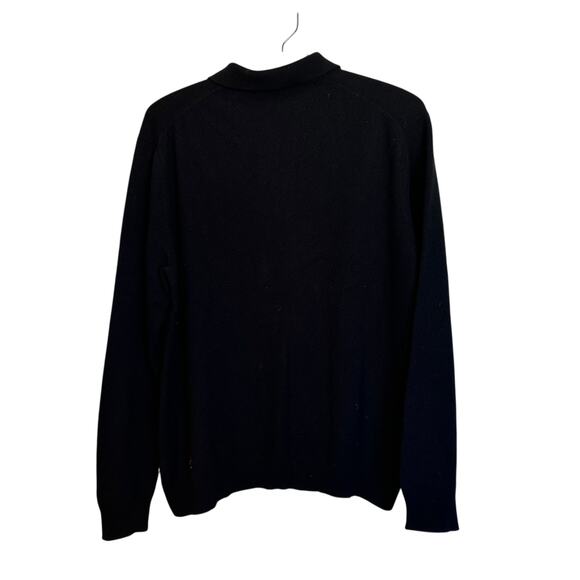 Club Room 100% Cashmere Polo Sweater Black Long Sleeve Collared Pullover Size L - Picture 2 of 6